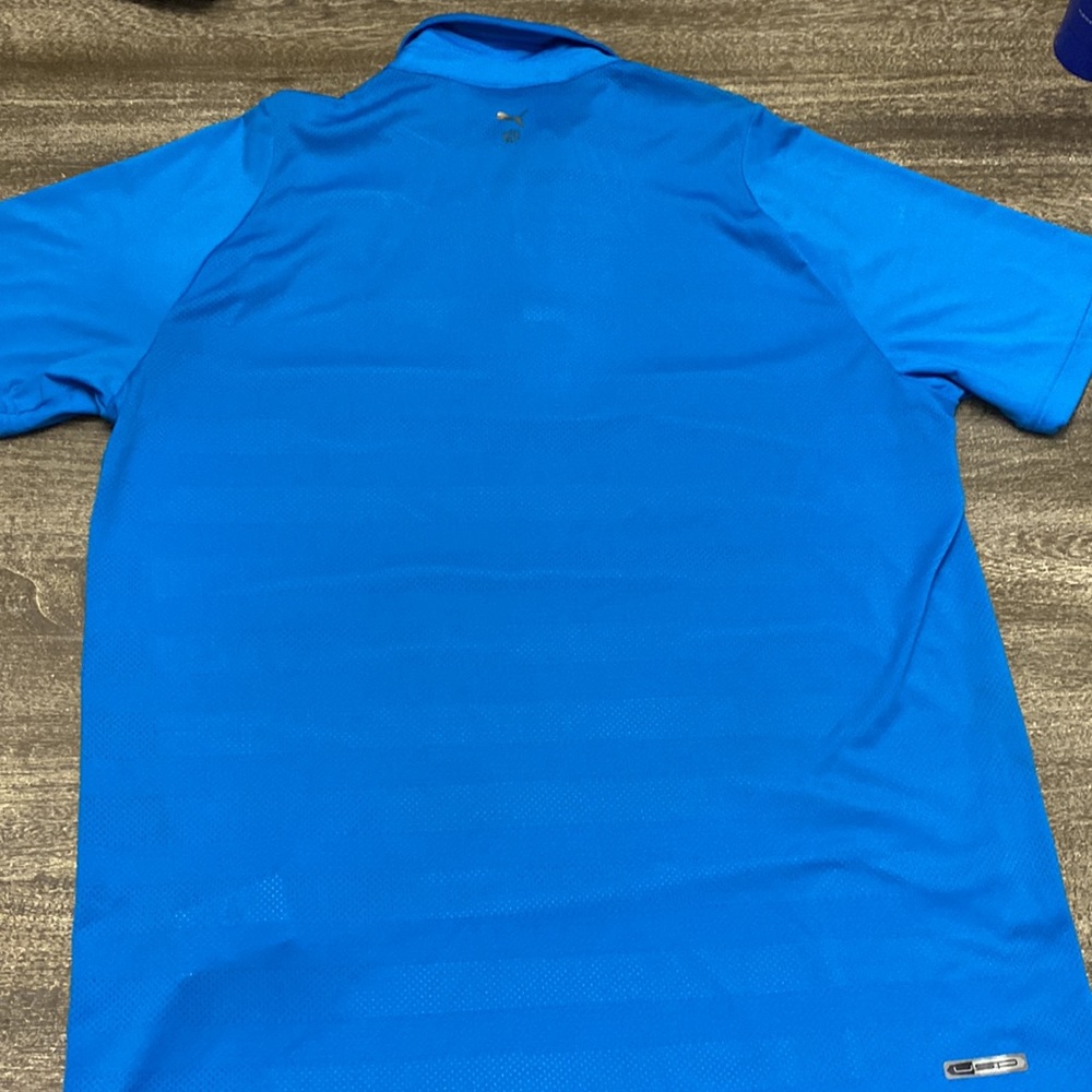 Puma Polo Shirt Blue Orange Golf Golfer Rugby Casual Mens Short Sleeve medium - Picture 3 of 9